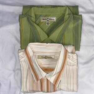 Tommy Bahama XL Orange/ Green Button Up Long/short Sleeve 100% Silk